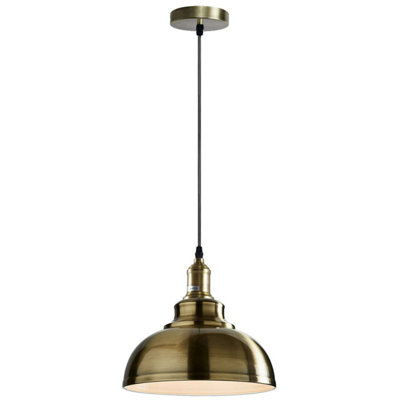  - Ledsone Brass Pendant Light  Retro Industrial Hanging Lamp With Metal Ceiling ShadeLed Compatible