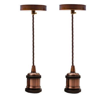 Ledsone Brass E27 Pendant Light Vintage Ceiling Fitting With Twisted Cable from B&Q