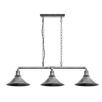  - Industrial Steampunk 3 Way Pendant Light Over Table Hanging Ceiling Light For Indoor Use