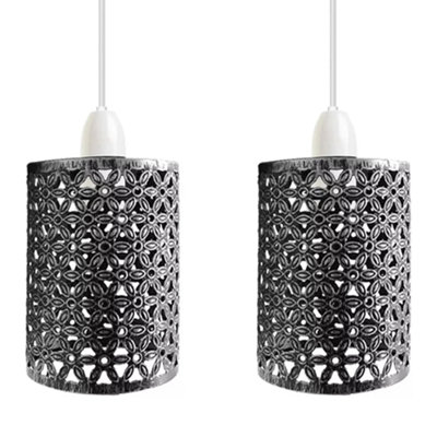 2X Industrial Wire Cage Lampshades Vintage E27 Metal Covers For Pendant LightsChandeliersFloor Lamps & Wall Sconces from B&Q