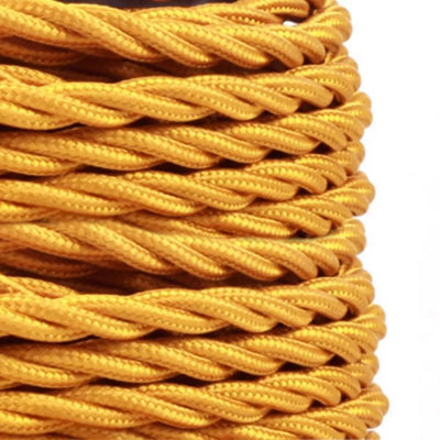 10M Gold Twisted Fabric Cable 2 Core 0.75mm Vintage Flex Wire 2 Core Cable 2 Core Flex Cable 2 Core Wire 2 Core Flexible Cable from B&Q
