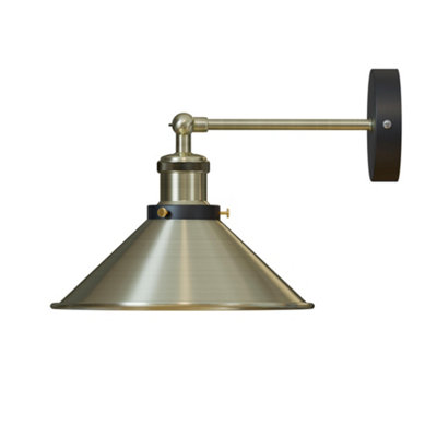  - Ledsone Industrial Wall Light Antique Green Brass Swing Arm Lamp For Home & Café