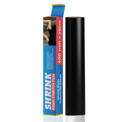  - Black Pallet Stretch Shrink Wrap Cling Clear Film For Secure Moving Storage Packaging Tear Resistant Multipurpose 250M Roll