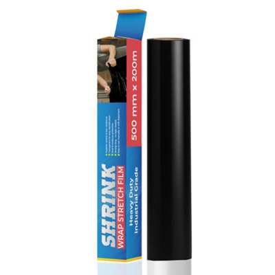  - Black Pallet Stretch Shrink Wrap Cling Clear Film For Secure Moving Storage Packaging Tear Resistant Multipurpose 200M Roll