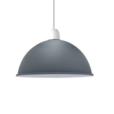 21Cm Modern Metal Grey Dome Ceiling Light Shade Vintage Industrial Pendant Lamp Shade Cover from B&Q