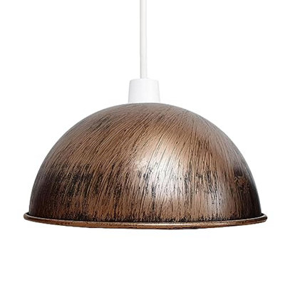 Brushed Copper Light Shade Industrial Pendant Light 21Cm Retro Metal Dome Ceiling Lampshade from B&Q