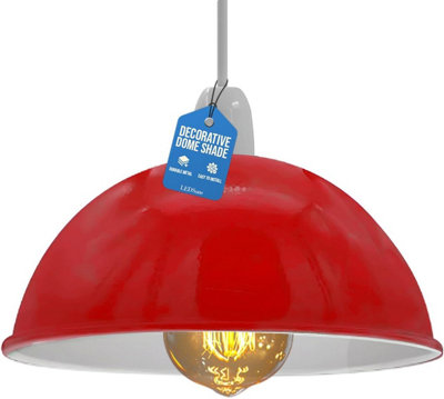 Modern Dome Red Pendant Lamp Shade 21Cm Industrial Metal Ceiling Light Shade Easy Fit Replacement Lightshades For KitchenBedroom from B&Q