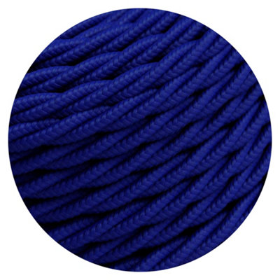 3 Core Twisted Electric Cable Dark Blue Fabric 0.75mm 1M5M10M from B&Q