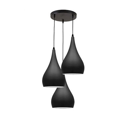 Ledsone 3 Head Black Metal Pendant Light  Modern Tear Drop Ceiling Cluster E27 For Living Room from B&Q