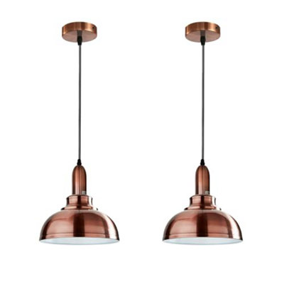  - Ledsone Modern Industrial Copper Pendant Light 29Cm Metal Lampshade (2 Pack) For Bar & Dining Room