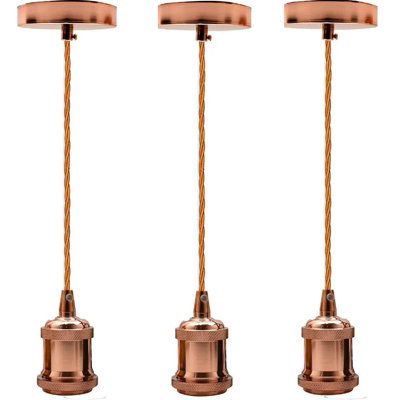 Ledsone Vintage Antique Brass E27 Pendant Light Fitting Metal Ceiling Lamp Holder With Twisted Cable For Restaurant from B&Q