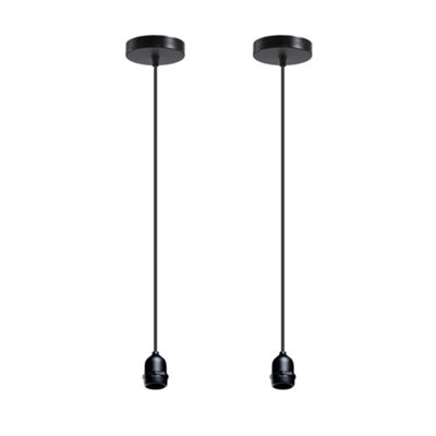  - Ledsone Black Industrial E26/e27 Pendant Light Kit Metal Lamp Holder100Cm Braided Cable