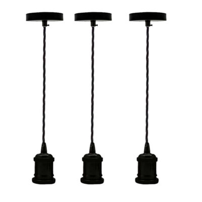 Ledsone Vintage E27 Antique Brass Pendant Light  Metal Ceiling Lamp Holder With Twisted Cable For Restaurant from B&Q