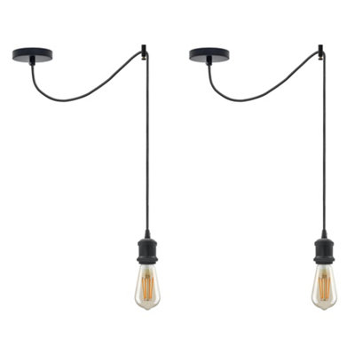 Spider Pendant Lamp E27 (2 Pcs) BlackAdjustable 2M CableVintage Industrial Style from B&Q