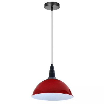  - Industrial Red 30Cm Dome Pendant Light  Vintage Retro E27 Uk Ceiling Lamp For Kitchen Island