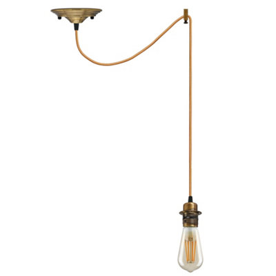  - Vintage Industrial Pendant Light Yellow BrassE27 Spider Ceiling Light (Bulb Included)