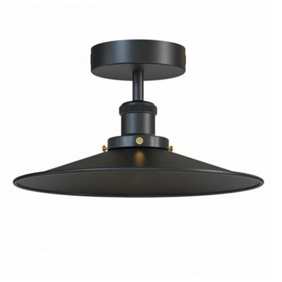  - Vintage Semi Flush Mount Ceiling Light E27 Base Industrial Metal Black Lampshade Ceiling Lamp For Kitchen