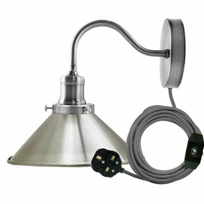  - Vintage Plug-In Wall Light 2M Cord Lamp With Dimmer Switch Plug-In Led Wall Light