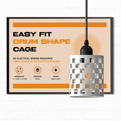  - Metal Easy Fit Drum Cage Ceiling Light Shade Hollow Out Lamp Shade For Ceiling Pendant Light For KitchenHall