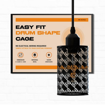  - Vintage Industrial Metal Cage Lampshade Diy Brushed Brass Ceiling Pendant Light