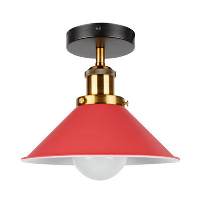  - Vintage Ceiling Light Flush Mounted Lamp With E27 Holder For Living Room Bedroom Kitchen Metal Easy Fit 22Cm Cone Shade Lighting