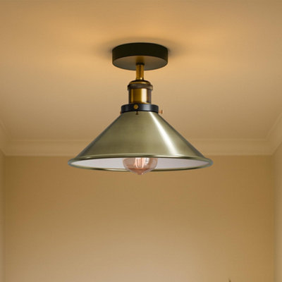 Semi Flush Ceiling Lights Indoor Lights With Metal E27 Base And Cone Lampshade from B&Q