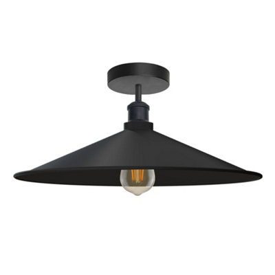 Vintage Ceiling LightFlush Mounted E27 Industrial Ceiling Light Fixture For Bedroom Restaurant Cafe (BlackWith Bulb)