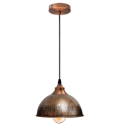 Ledsone Vintage Metal Pendant Light Dome Shape 21Cm Brushed Copper Shade With Bulb Ideal For Dining Room Bar Clubs & Restaurants from B&Q