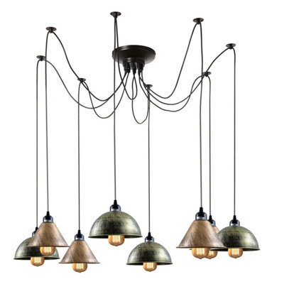 Vintage 8 Way Spider Chandelier Industrial Retro Ceiling Light Fixture from B&Q
