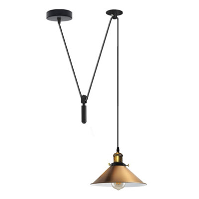  - Retro Industrial Pendant Light Single Flame Spider Lamp In Yellow BrassAdjustable 195Cm CordE27 Socket