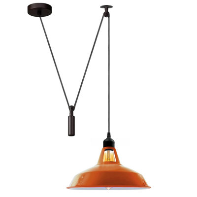  - Modern Orange Pendant Light Long Metal Shade With 2M Cord For Kitchen Islands