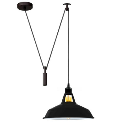  - Modern Black And White Pendant Light Long Two Tone Metal Shade With 2M Cord For Kitchen Islands