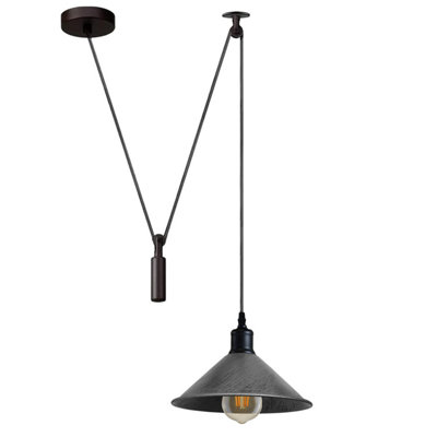  - Adjustable Modern Pendant Light This Brushed Silver Hanging Light Fixture Features A Metal Cone Shade And A 2M Adjustable Cord