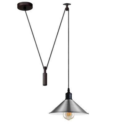  - Modern Satin Nickel Pendant Light Adjustable Hanging Lamp With 2M Cord For Kitchen Islands