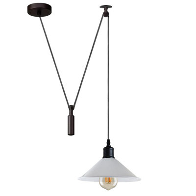  - Adjustable Pendant Light Hanging Lamp Suspension With 2M Long Cord Ceiling Light For Kitchen Islands Metal Cone Shade