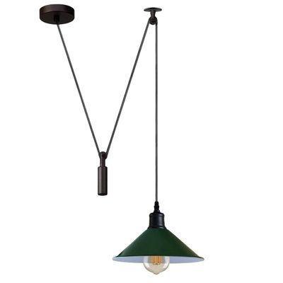  - Modern Hanging Light Ceiling Light With 2M Cable Long Pendant Lamp For Kitchen Metal Cone Pendant Light Shade Green  Island Light