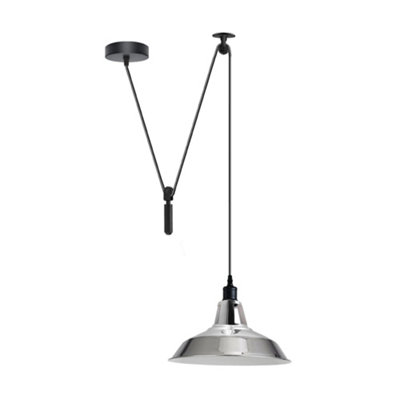  - Adjustable Modern Chrome Pendant Light Long Metal Cone Shade With 2M Cord Hanging Light For Kitchen Islands