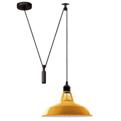  - Modern Yellow Pendant Light Kitchen Islands Long Hanging Lamp Metal Shade With 2M Wire Cord For Indoor