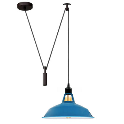  - Modern Blue Pendant Light Kitchen Islands Long Hanging Lamp Metal Shade With 2M Wire Cord For Modern KitchenDining HallHallway