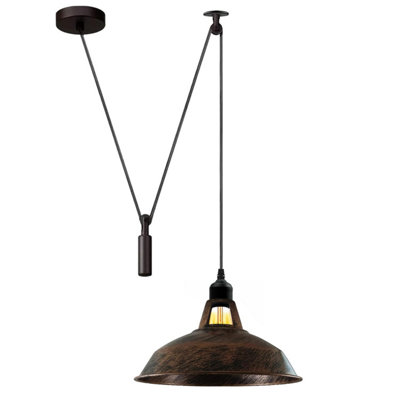  - Ledsone Brushed Copper Long Pendant Lamp Modern Pendant Light For Kitchen Island Metal Shade With 2M Wire Cord For Indoor