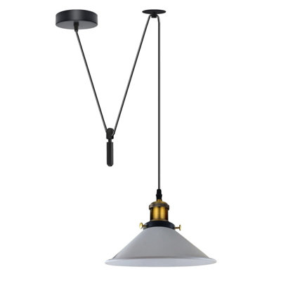  - Ledsone E27 White Vintage Pendant Light 2M Metal Hanging Lamp Retro Ceiling Lamp 60W For Indoor 110V To 240V