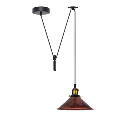  - Rustic Red 195Cm Cord Single Head Vintage Pendant Light 60W E27 Bulb Base Industrial Retro Lighting  For Indoor 110V -240V