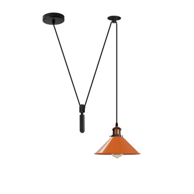  - Ledsone Orange Single Head 195Cm Adjustable Cord Hanging Lamp Bulb Base 60W E27 Industrial Retro Lighting Island Lamp