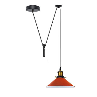  - Orange Single Head Adjustable 195Cm Ceiling Pendant Light 60W E27 Bulb Base Industrial Retro Lighting 110V-240V