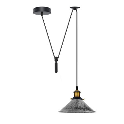  - Ledsone Brushed Silver Industrial Retro E27 Pendant LampSingle HeadVintage Spider Light With 195Cm Adjustable Cord