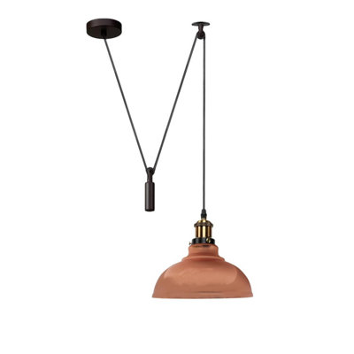  - Ledsone Rose Gold Industrial Pulley Pendant Light Rustic Farmhouse  Hanging Lamp With Adjustable 195Cm Height 60W E27 Bulb Base