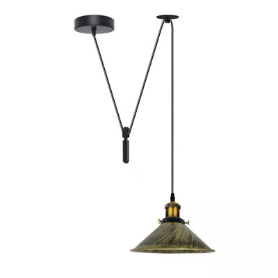  - Ledsone Adjustable 195Cm Brushed Brass Single Head Ceiling Pendant Light  E27 Bulb Base 60W Industrial Retro Lighting 110V-240V
