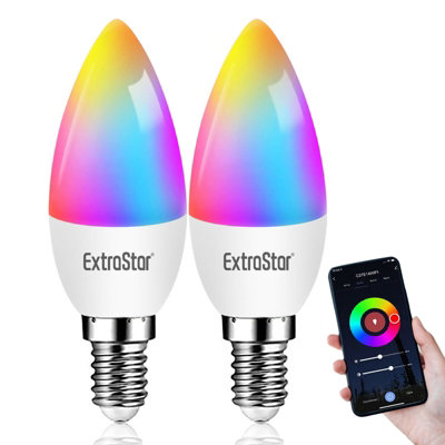 Extrastar E14 6w Wifi Led Smart Light Bulb, Pack Of 2