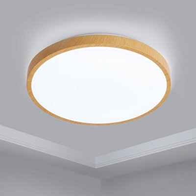Extrastar 24W 340Mm Led Day Flush Ceiling Wood Effect Light