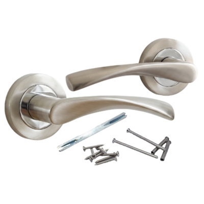 Betley Butterfly MultiPack Astrid Door Handles Latch Twist Lever On RoseSatin And Chrome 120mmAluminiumEach from B&Q